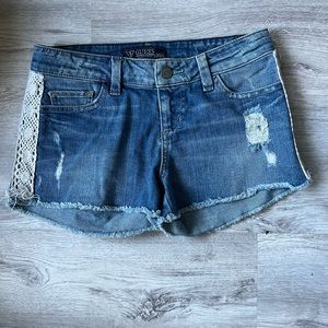 Guess cutoff jean shorts with lace